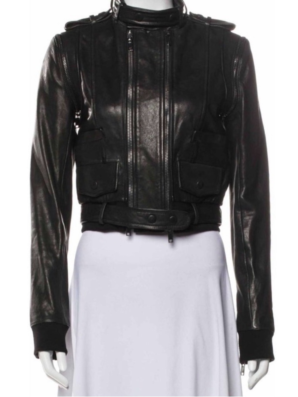 Givenchy 2-in-1 Lambskin Leather Convertible Moto Jacket / Vest